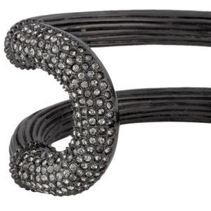 Giles & Brother gunmetal Cuff with black crystals